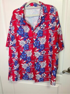 St. Louis Cardinals Men's Red Floral Short-Sleeve Button-Up Shirt